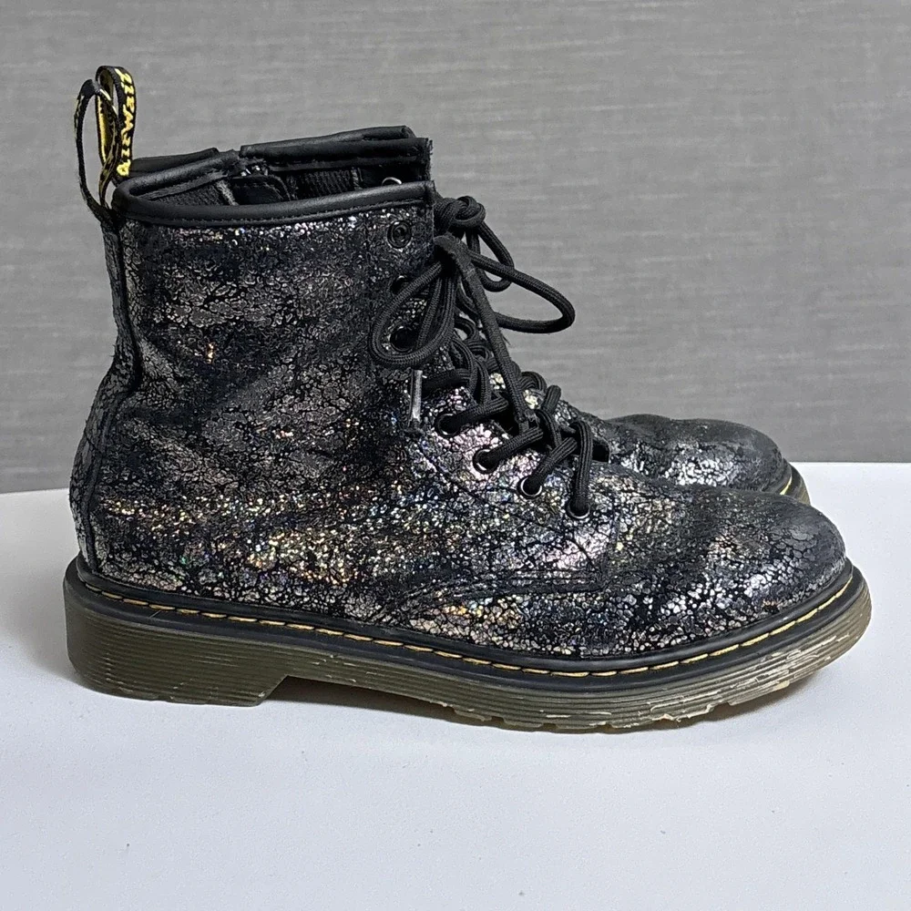 Dr Martens Boots‎ Youth USM 4 Crinkle Metallic 1460 J Glitter Combat Zip Ankle